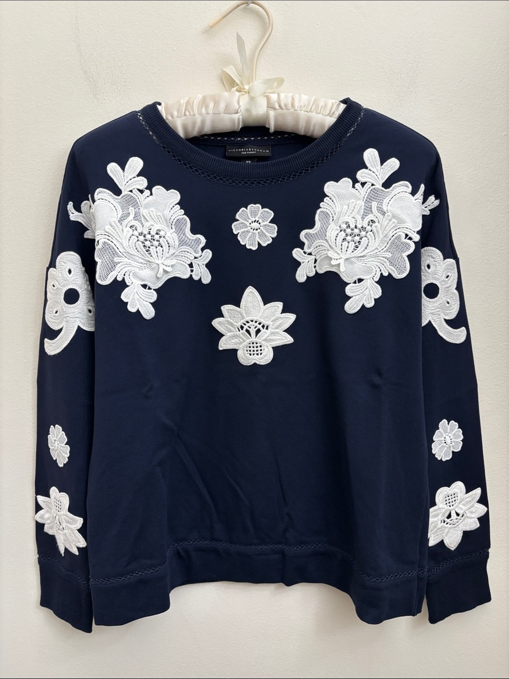 Victoria Beckham for Target Navy Long Sleeve with White Floral Appliqué